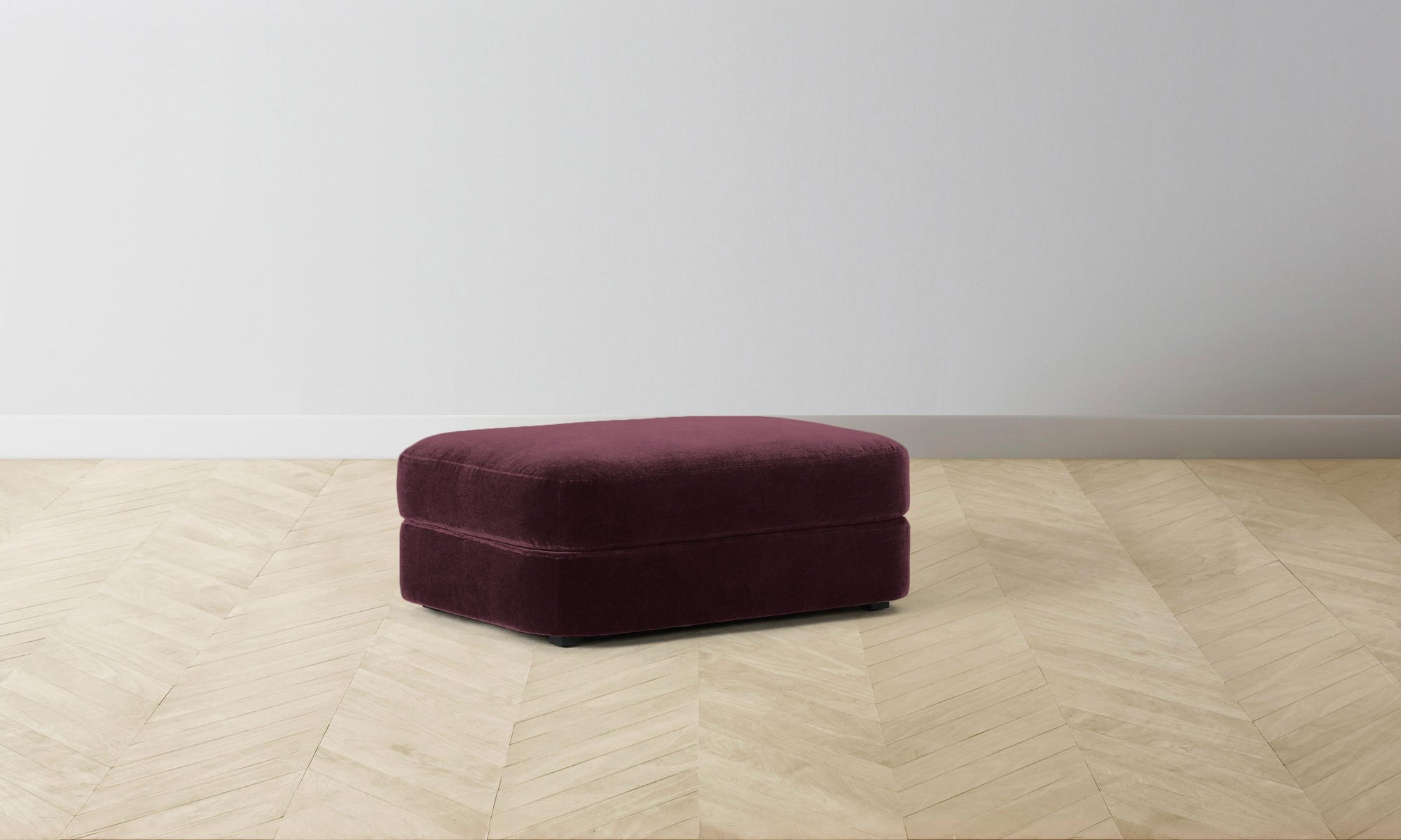 The Varick Ottoman - Performance Velvet Merlot