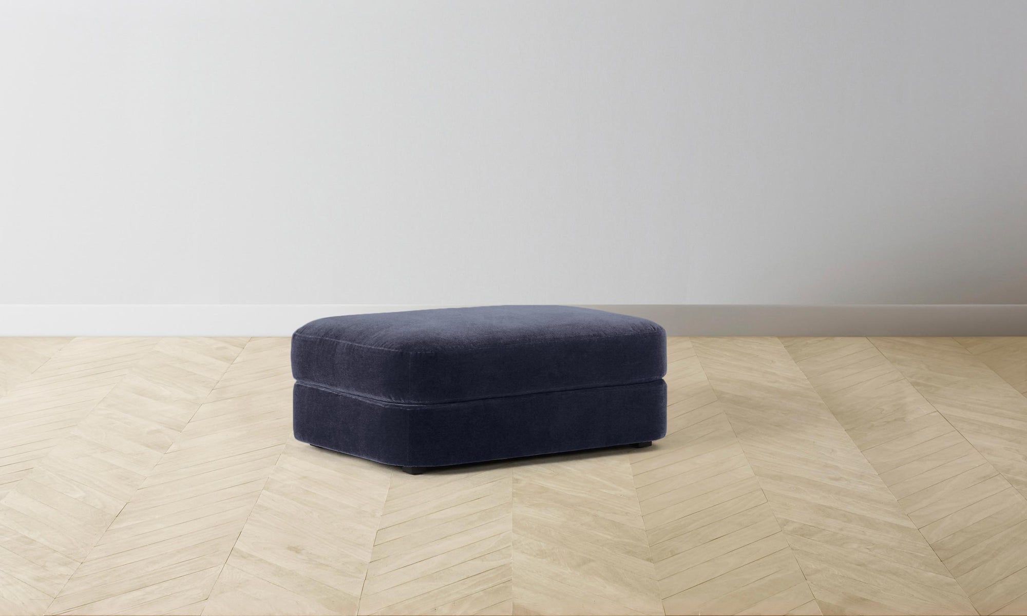 The Varick Ottoman - Performance Velvet Midnight