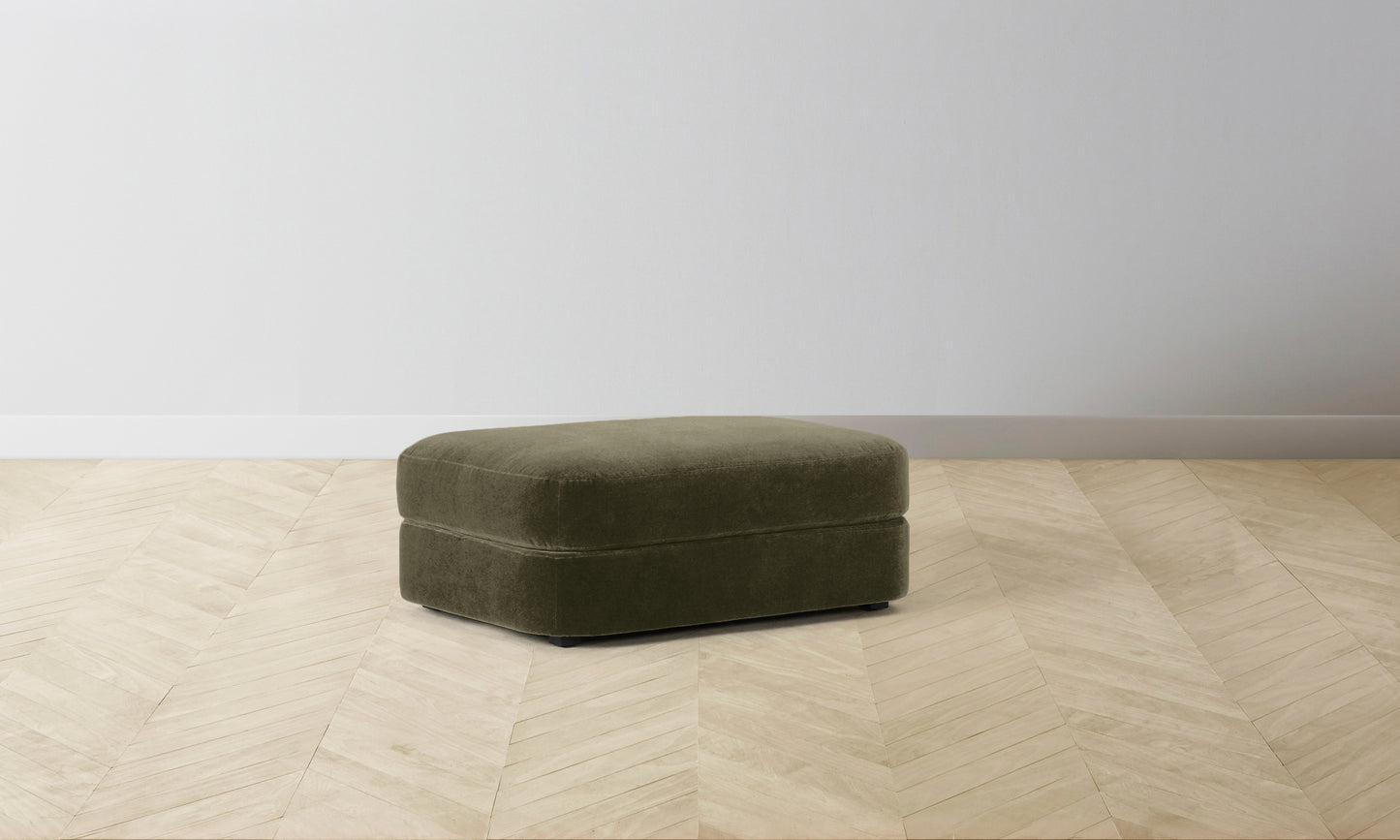 The Varick Ottoman - Performance Velvet Olive