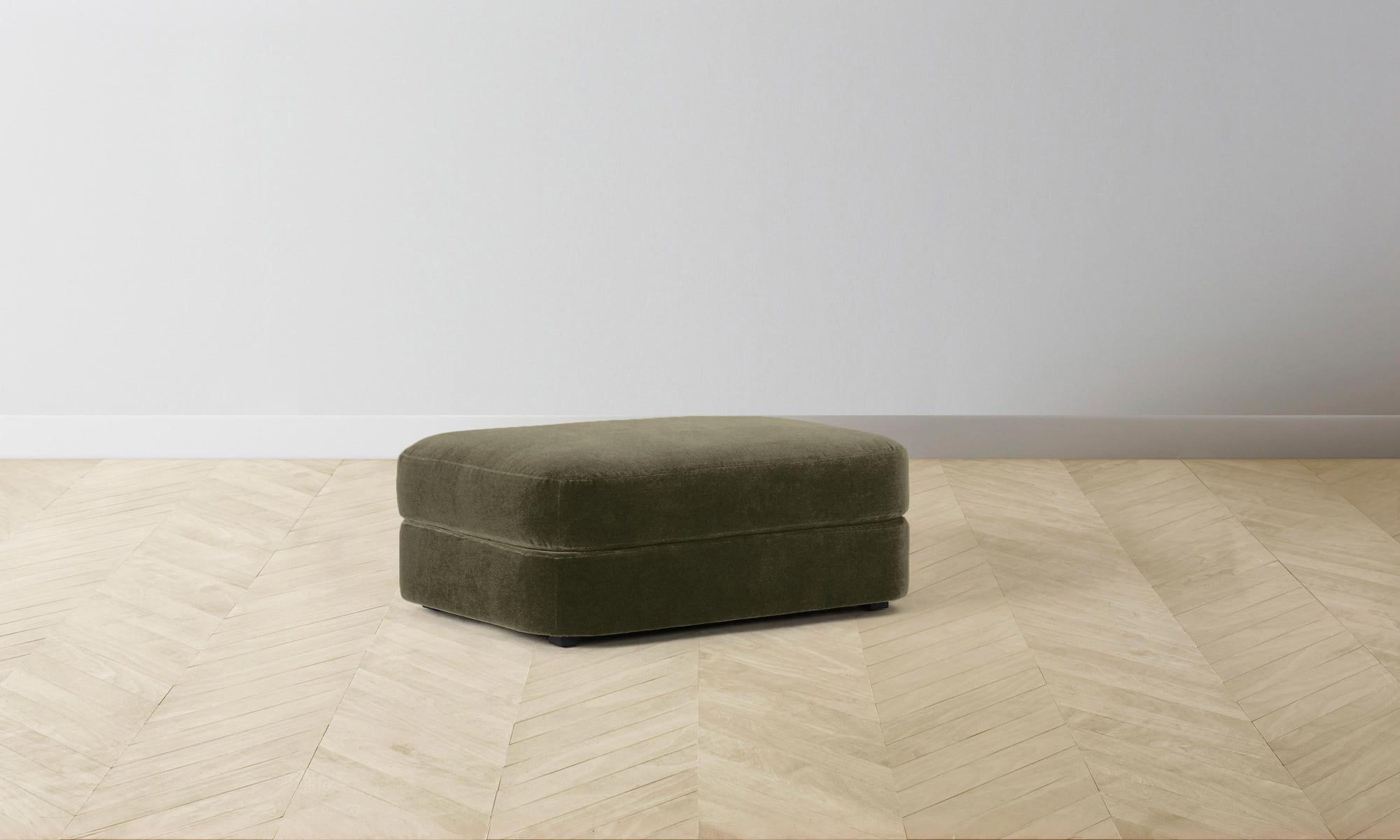 The Varick Ottoman - Performance Velvet Olive