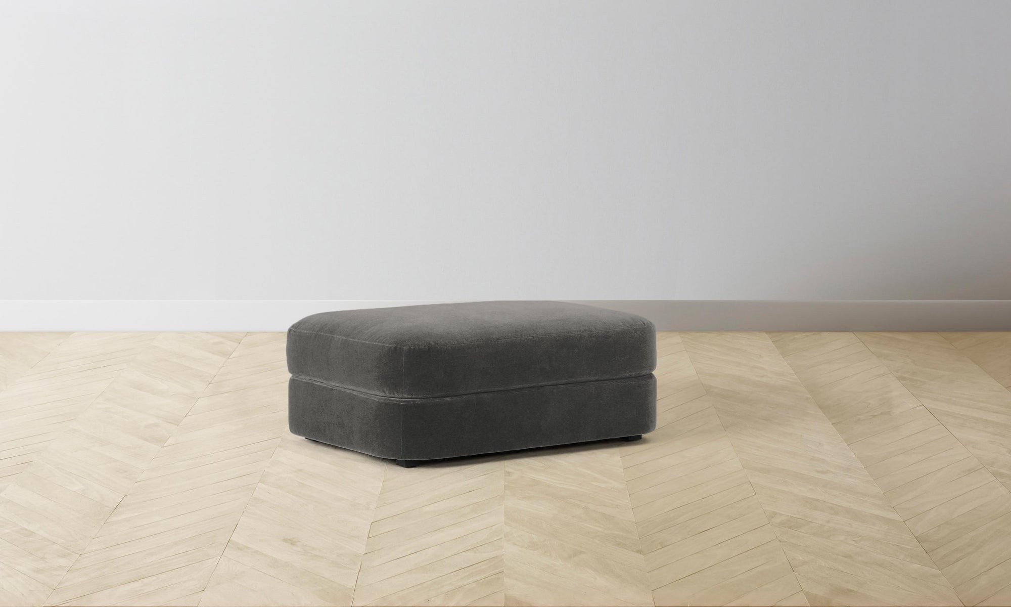 The Varick Ottoman - Performance Velvet Slate