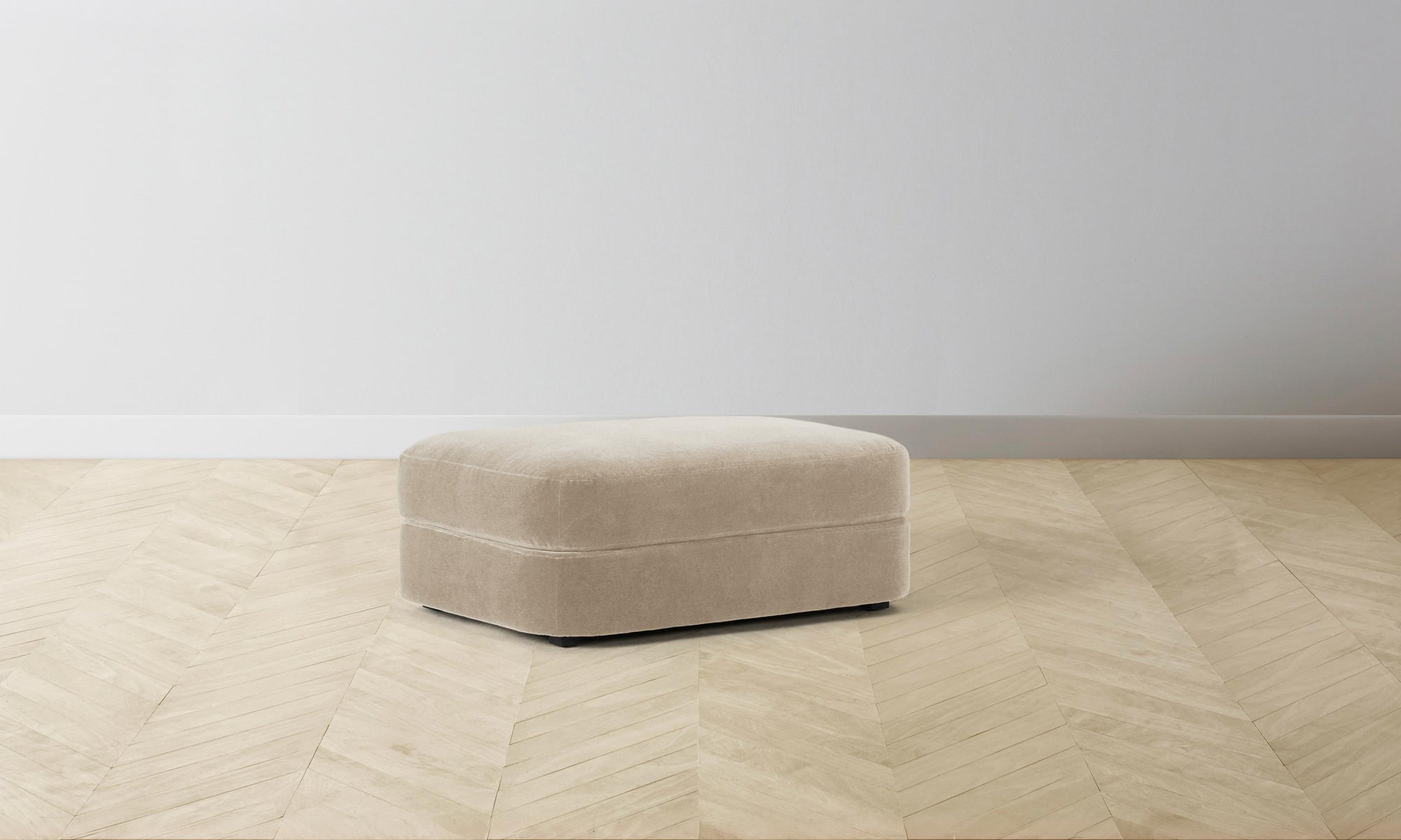 The Varick Ottoman - Performance Velvet Taupe