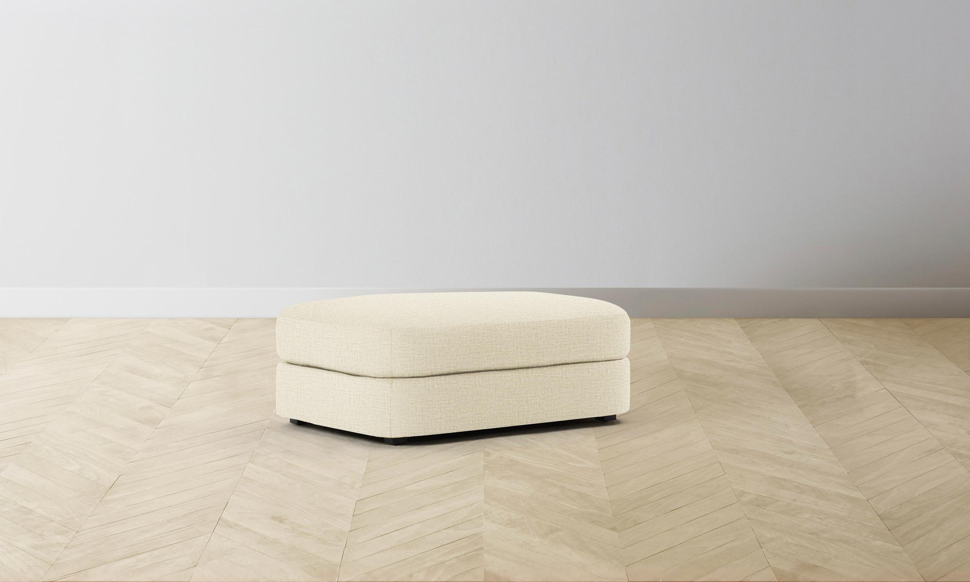 The Varick Ottoman - Performance Woven Chenille Desert