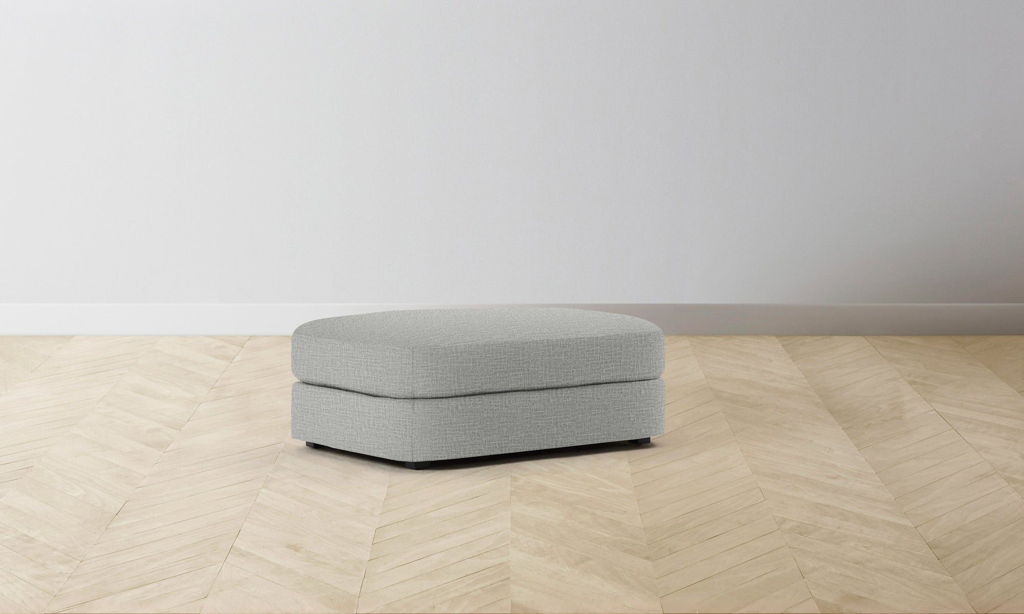 The Varick Ottoman - Performance Woven Chenille Rain