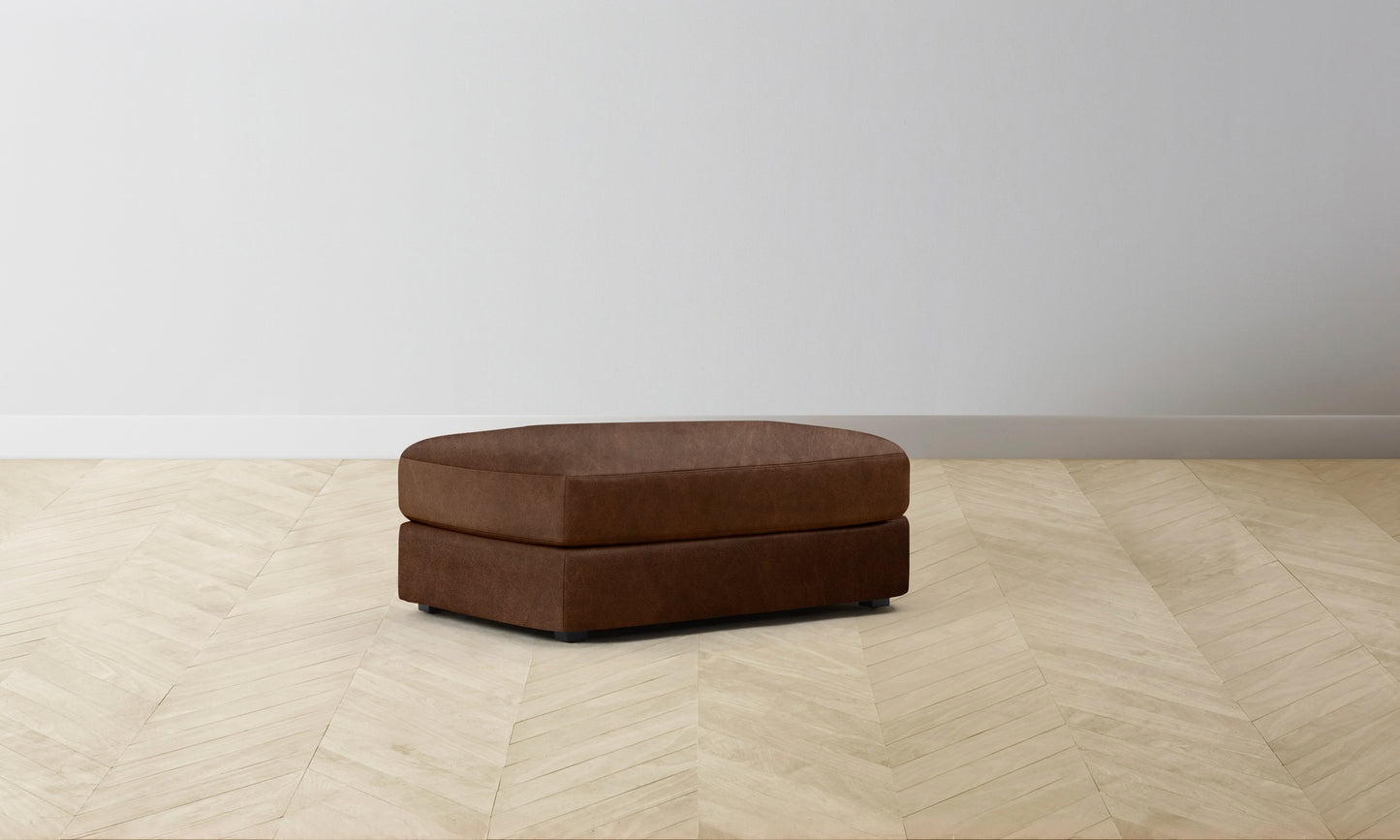 The Varick Ottoman - Tuscan Leather Bourbon