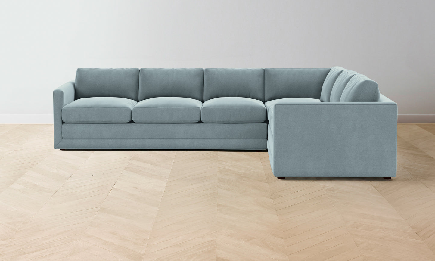 The Warren Sectional - Mohair Slate Blue