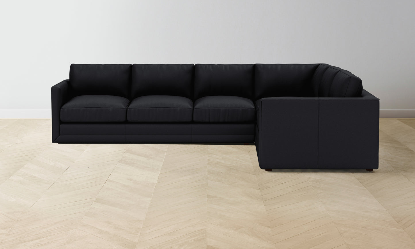 The Warren Sectional - Pebbled Leather Ink