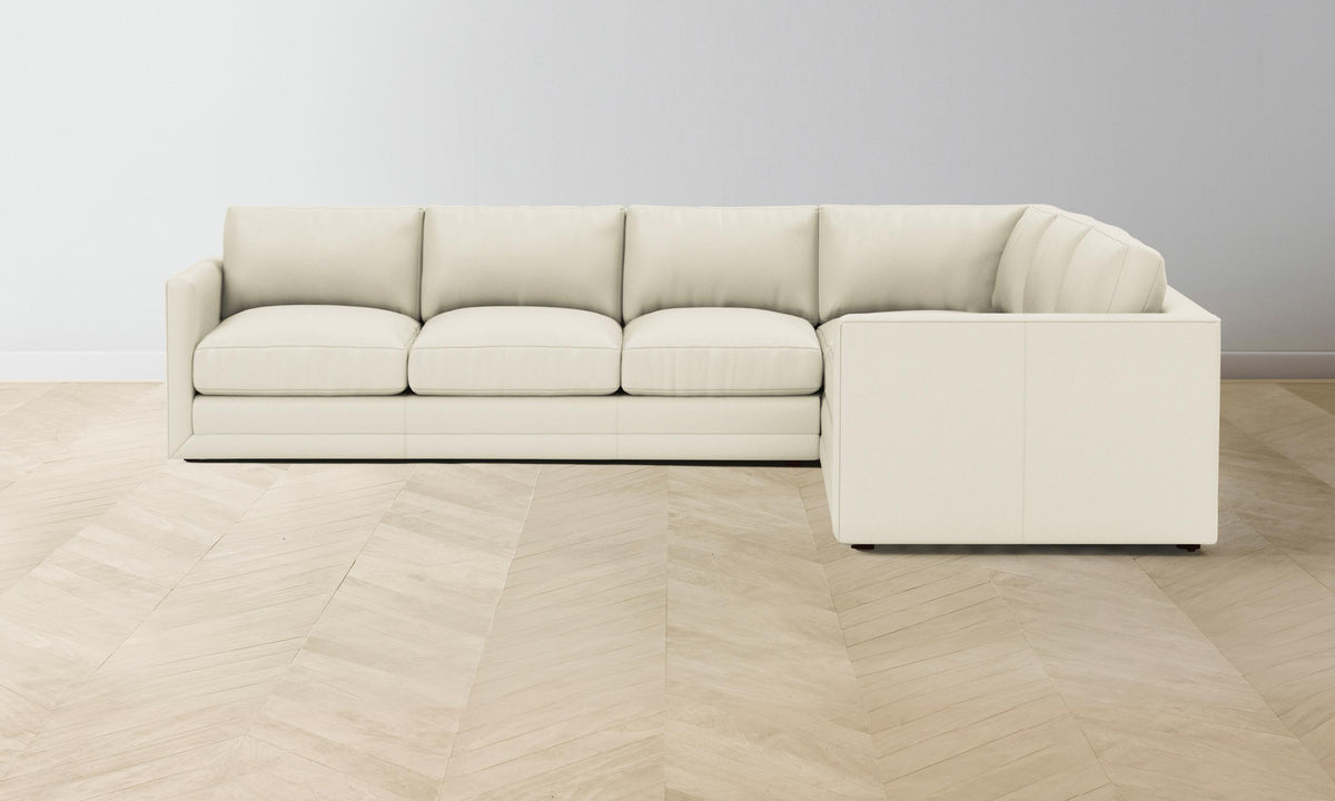 The Warren Sectional - Pebbled Leather Swan