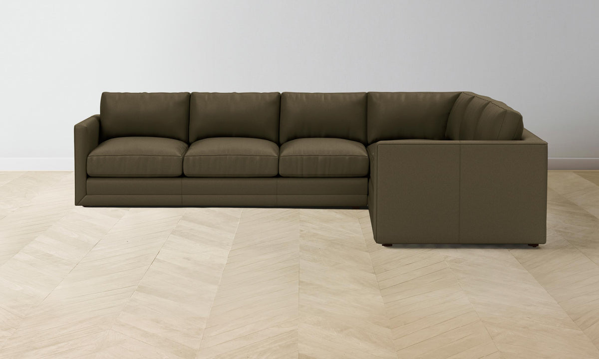 The Warren Sectional - Pebbled Leather Truffle