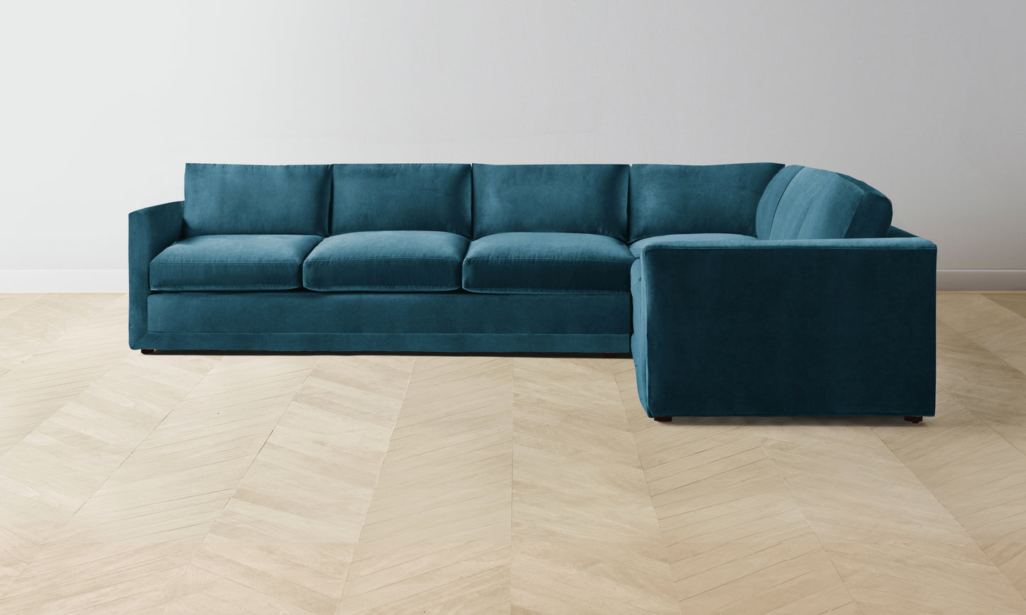 The Warren Sectional - Performance Velvet Lagoon