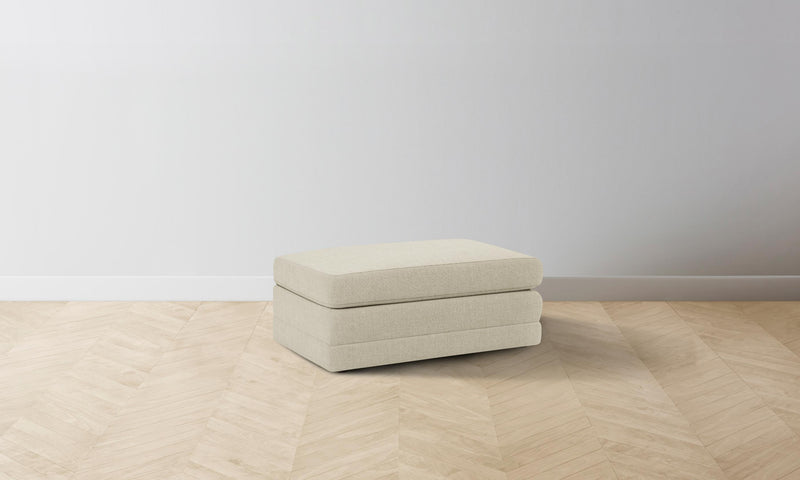 The Warren Ottoman - Heritage Belgian Linen Alder