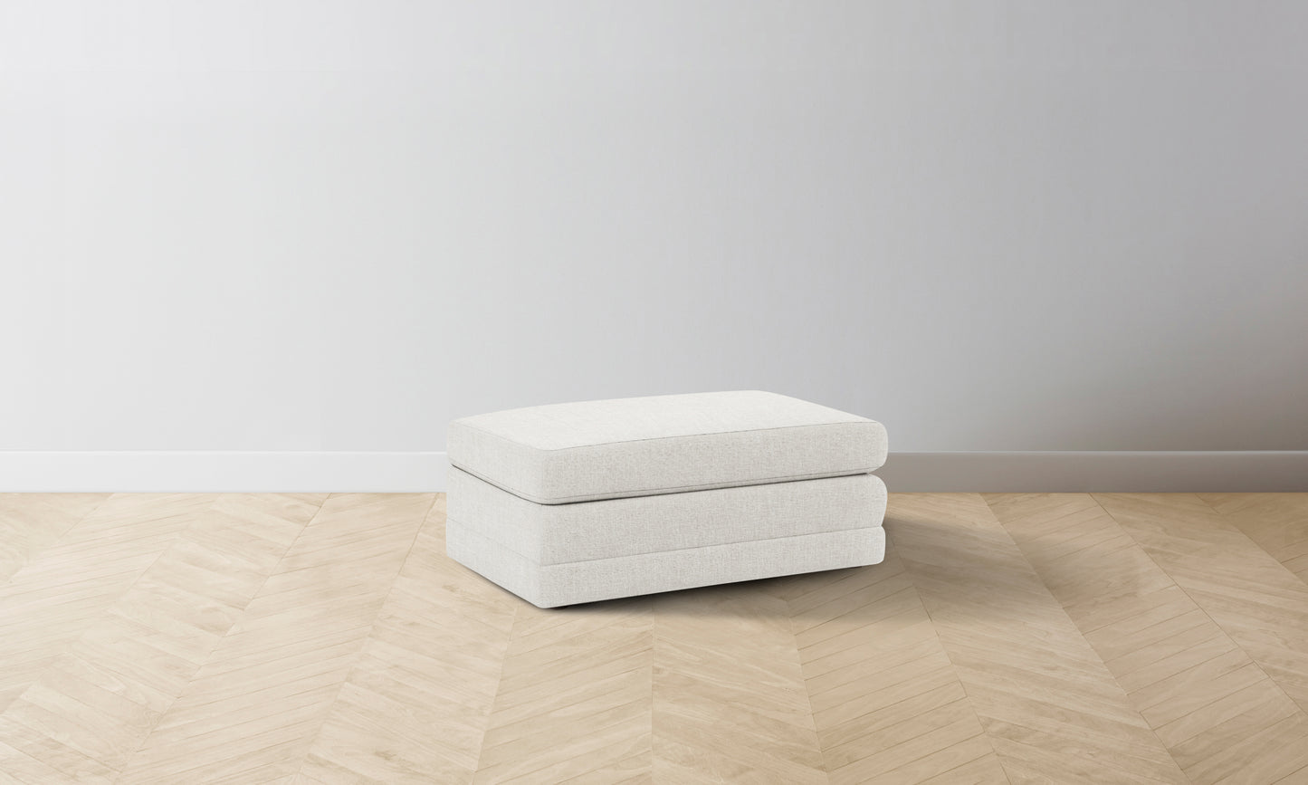 The Warren Ottoman - Belgian Linen Egret