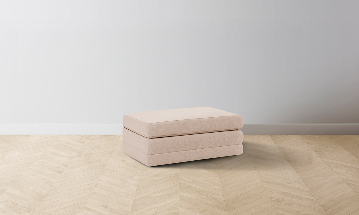 The Warren Ottoman - Heritage Belgian Linen Petal