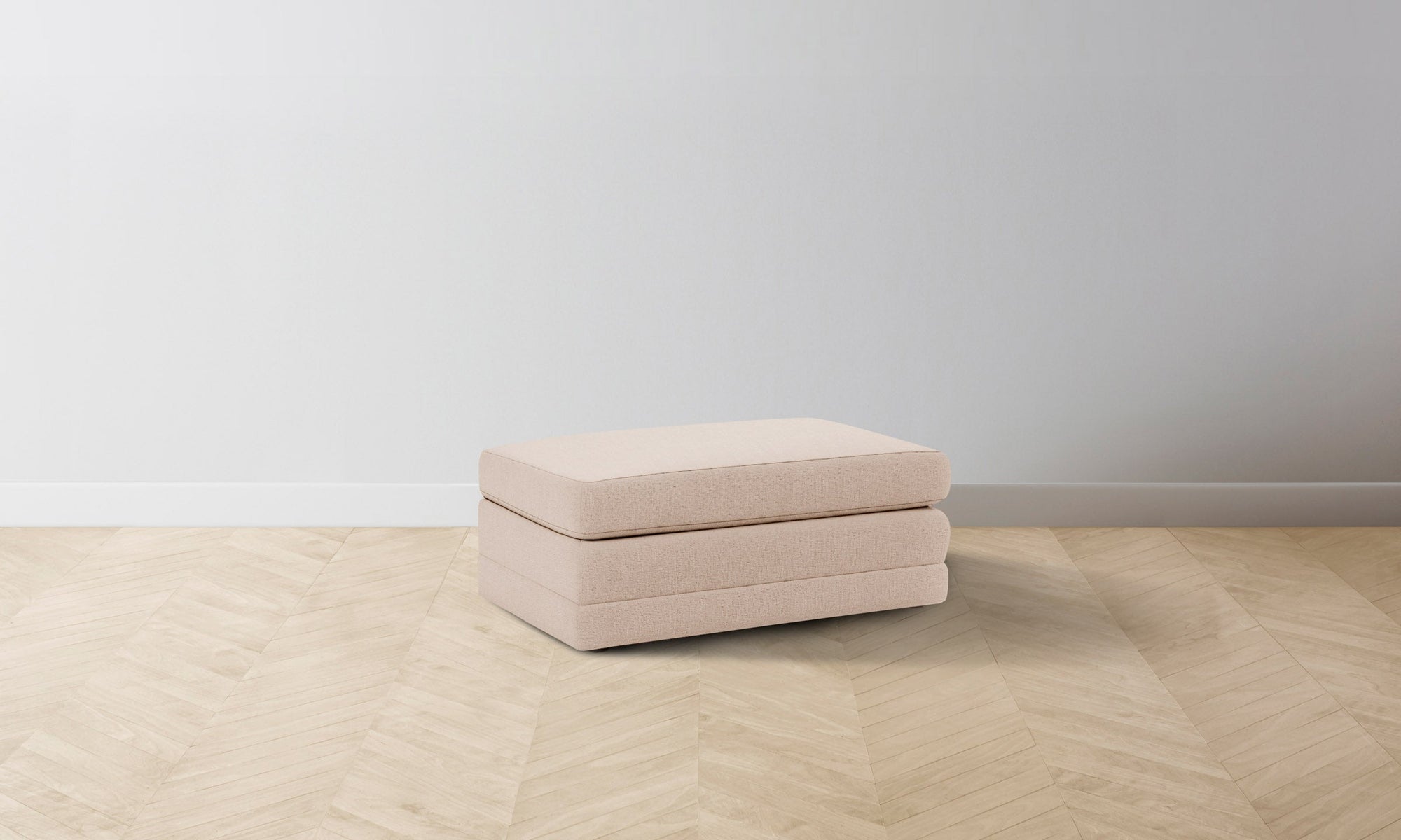 The Warren Ottoman - Heritage Belgian Linen Petal