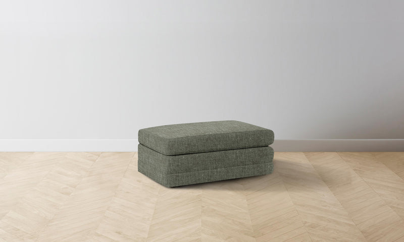 The Warren Ottoman - Heritage Belgian Linen Thyme