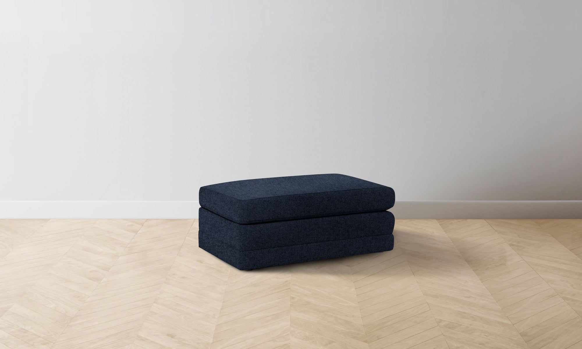 The Warren Ottoman - Italian Brushed Wool Harbor