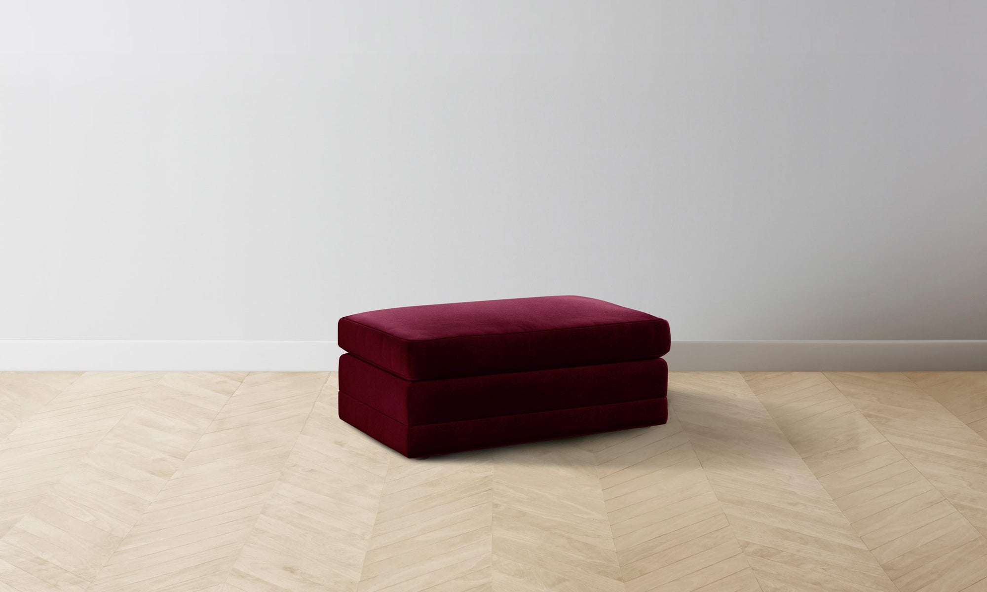 The Warren Ottoman - Mohair Crimson