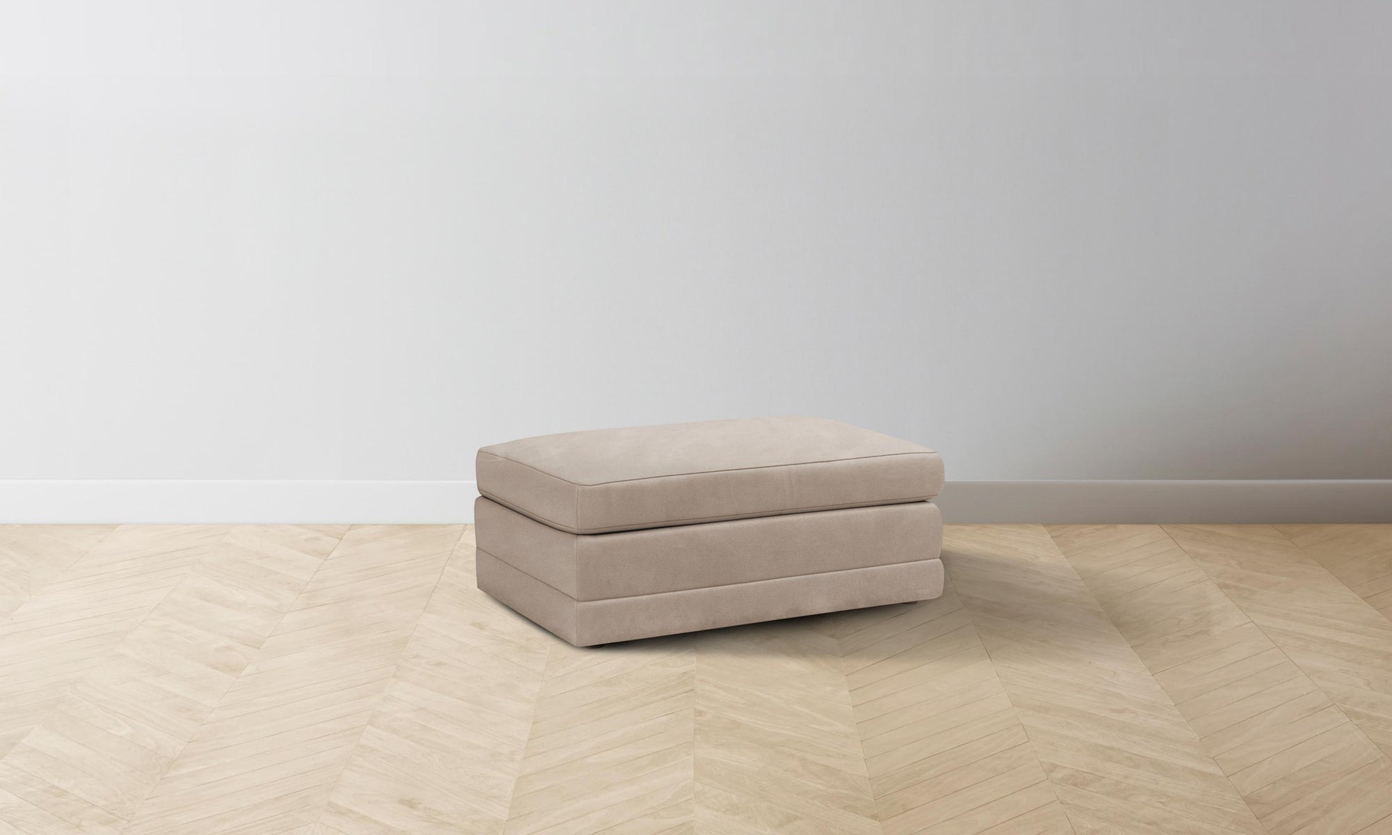 The Warren Ottoman - Nubuck Leather Fawn