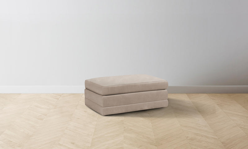 The Warren Ottoman - Nubuck Leather Fawn