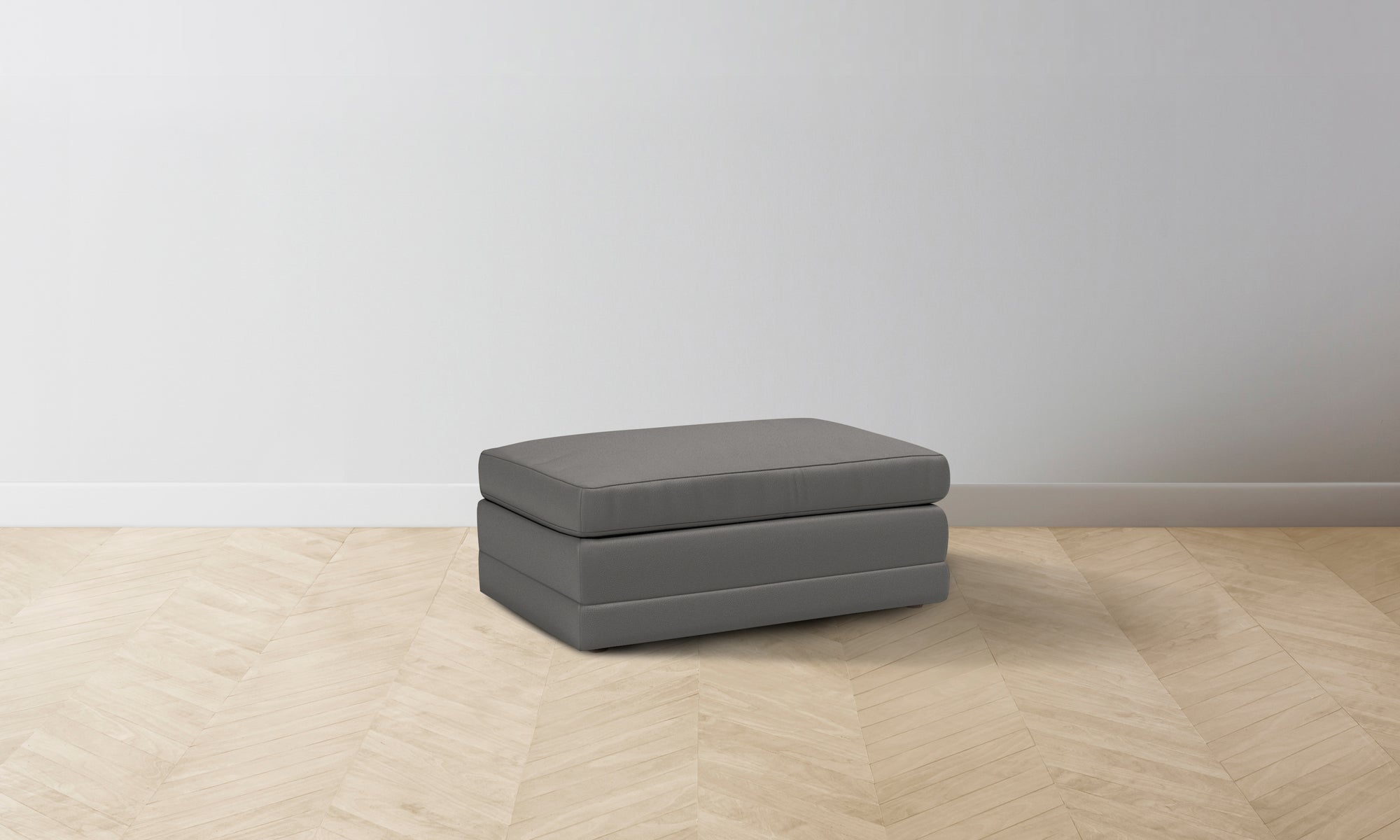 The Warren Ottoman - Pebbled Leather Ash