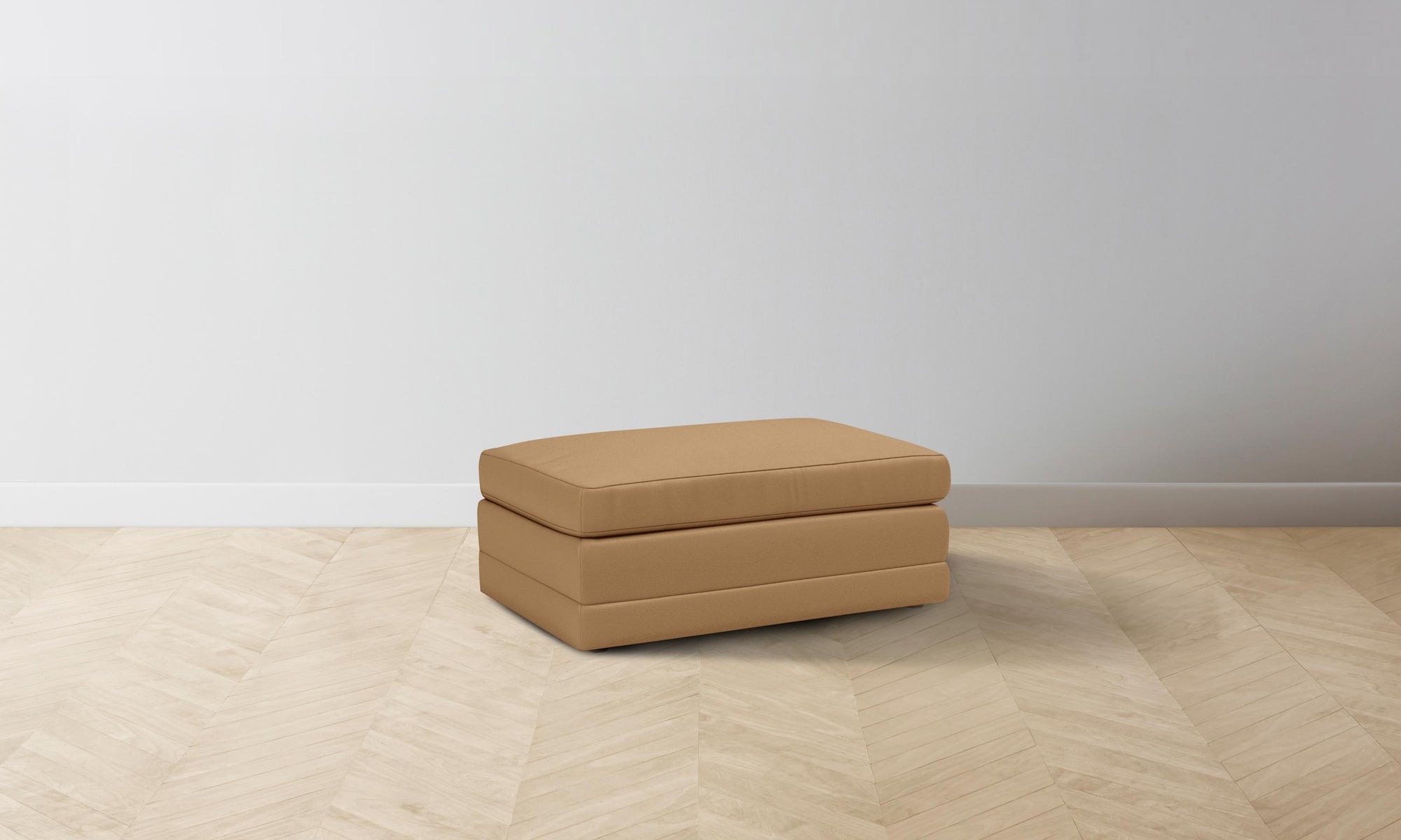 The Warren Ottoman - Pebbled Leather Latte