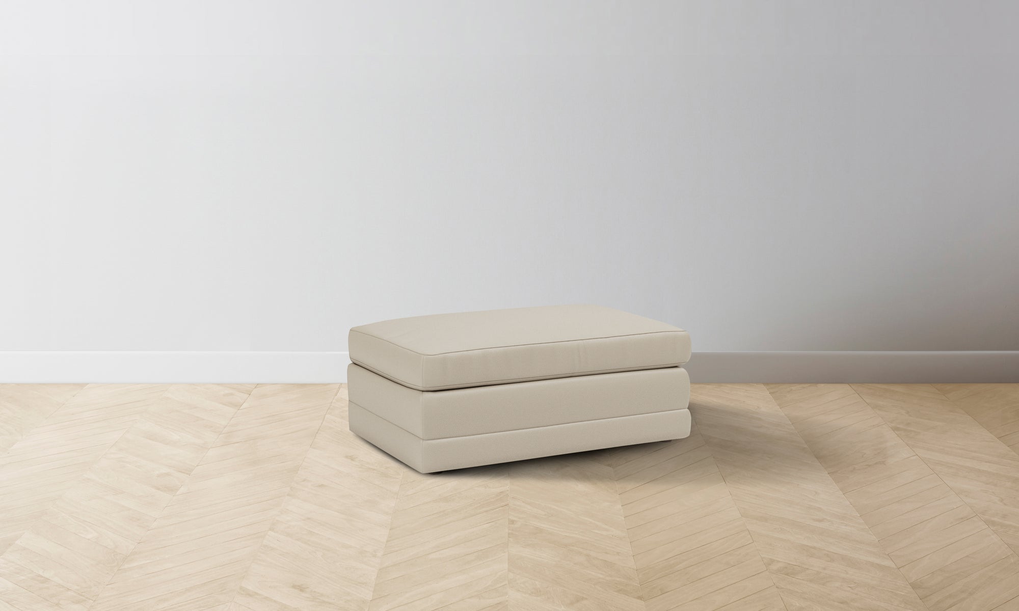 The Warren Ottoman - Pebbled Leather Stone