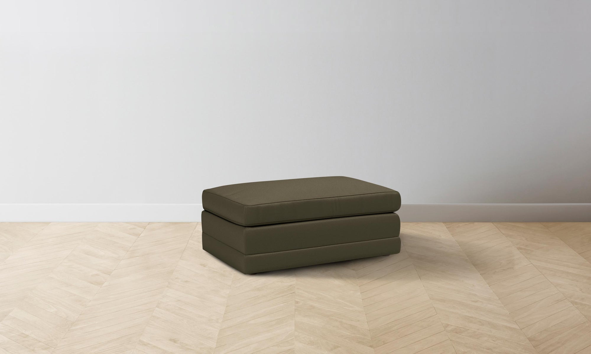 The Warren Ottoman - Pebbled Leather Truffle