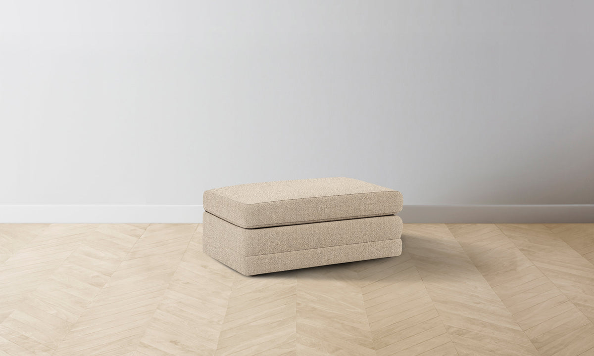 The Warren Ottoman - Performance Textural Weave Savanna