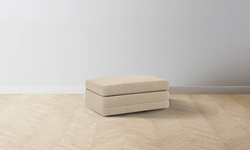 The Warren Ottoman - Performance Textural Weave Savanna