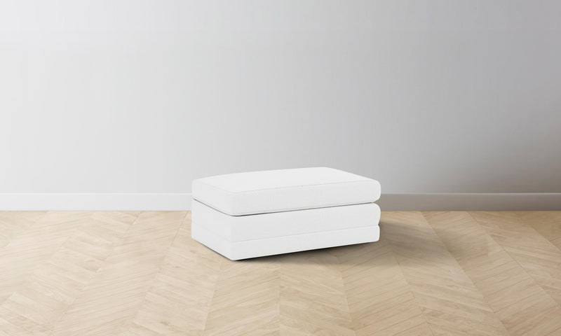 The Warren Ottoman - Performance Linen Weave Pure White