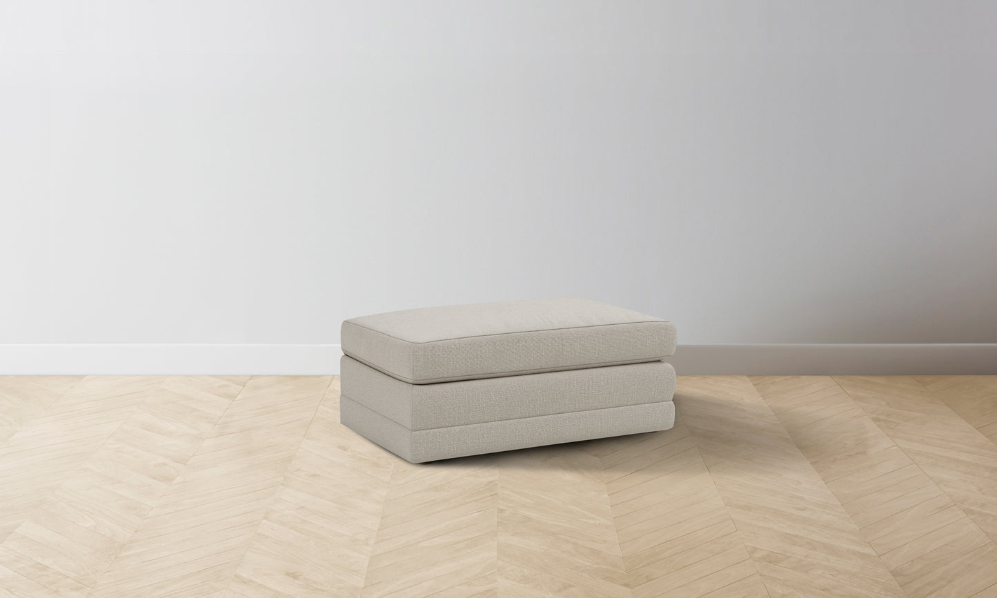 The Warren Ottoman - Performance Textured Linen Flax