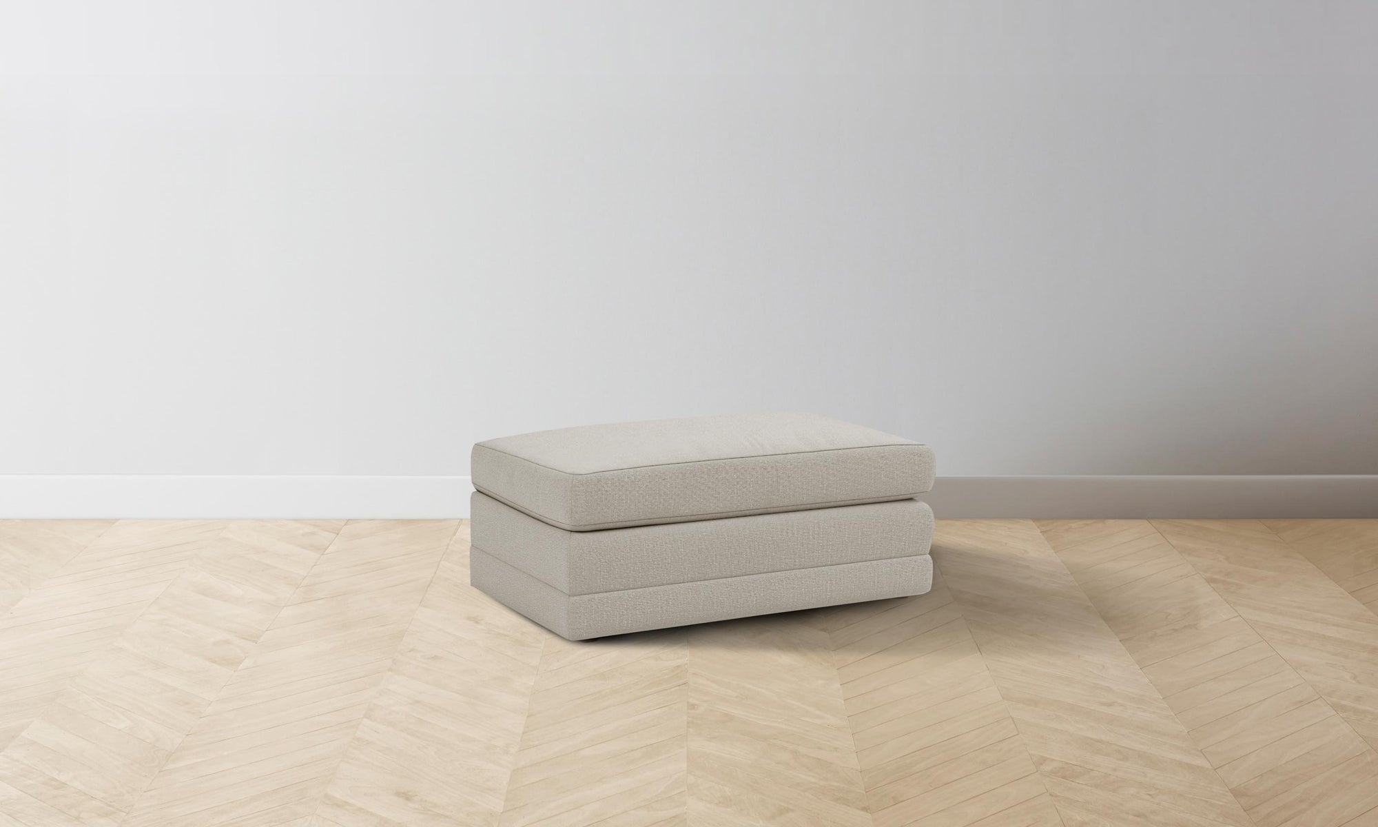 The Warren Ottoman - Performance Linen Weave Beige