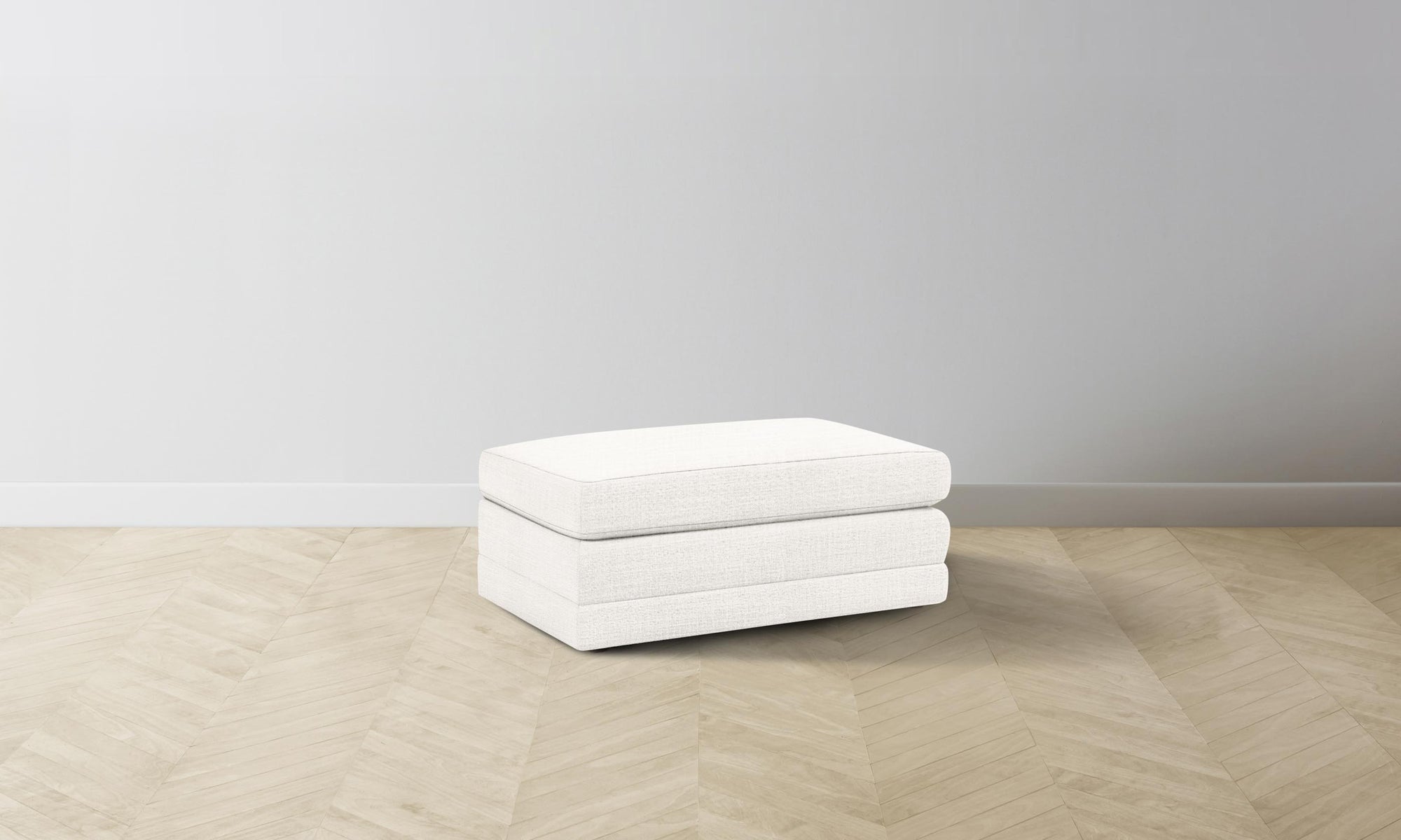 The Warren Ottoman - Performance Textured Tweed Snow