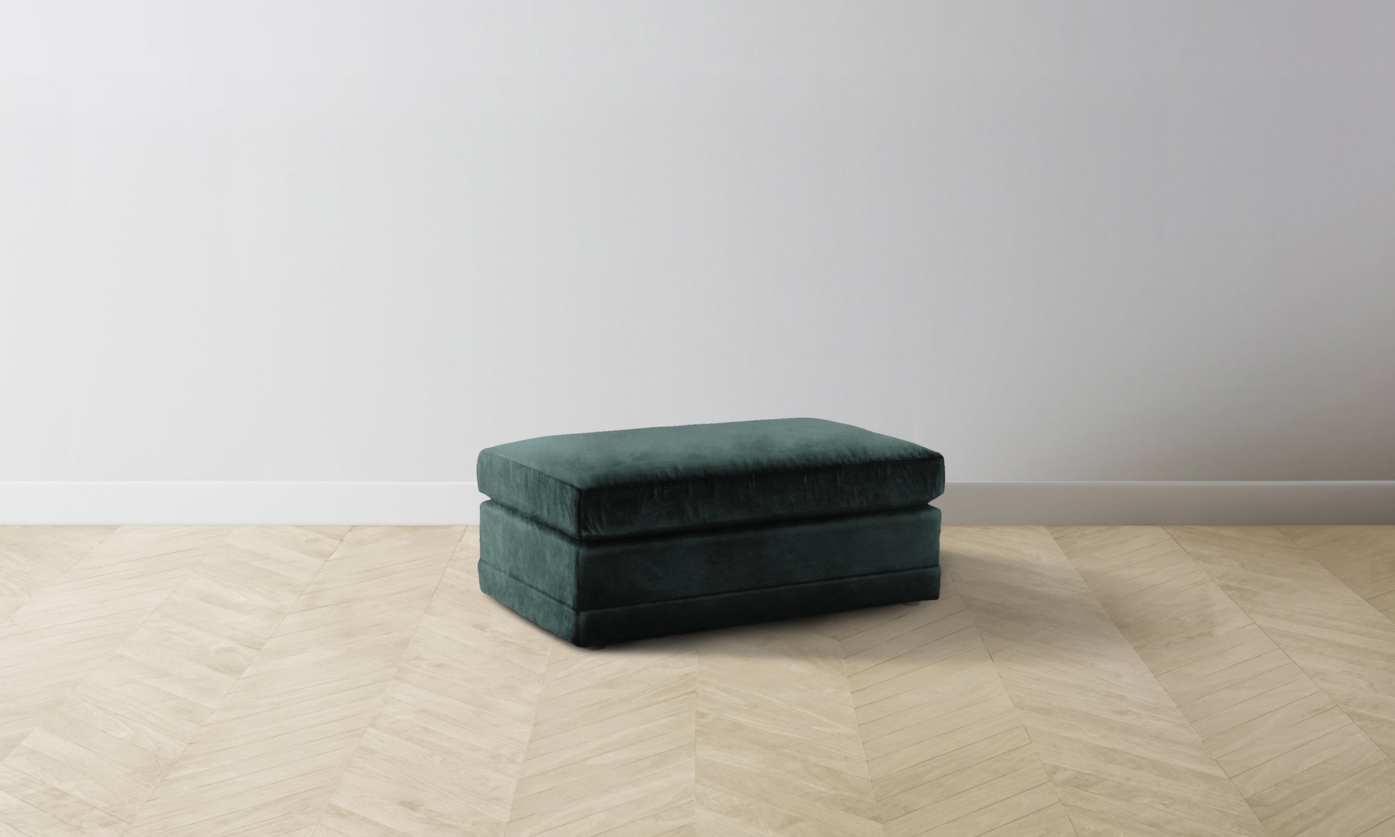 The Warren Ottoman - Performance Velvet Emerald