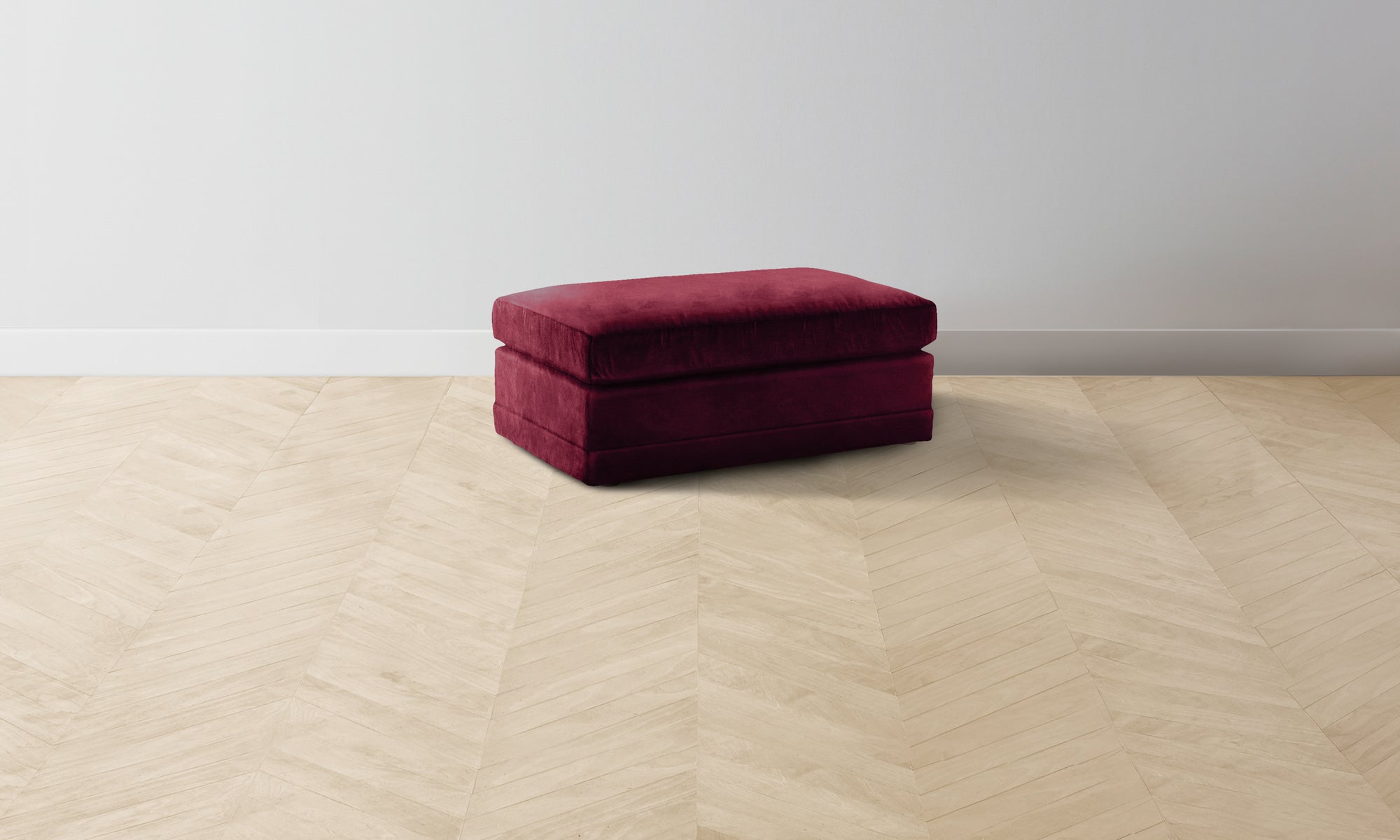 The Warren Ottoman - Performance Velvet Merlot