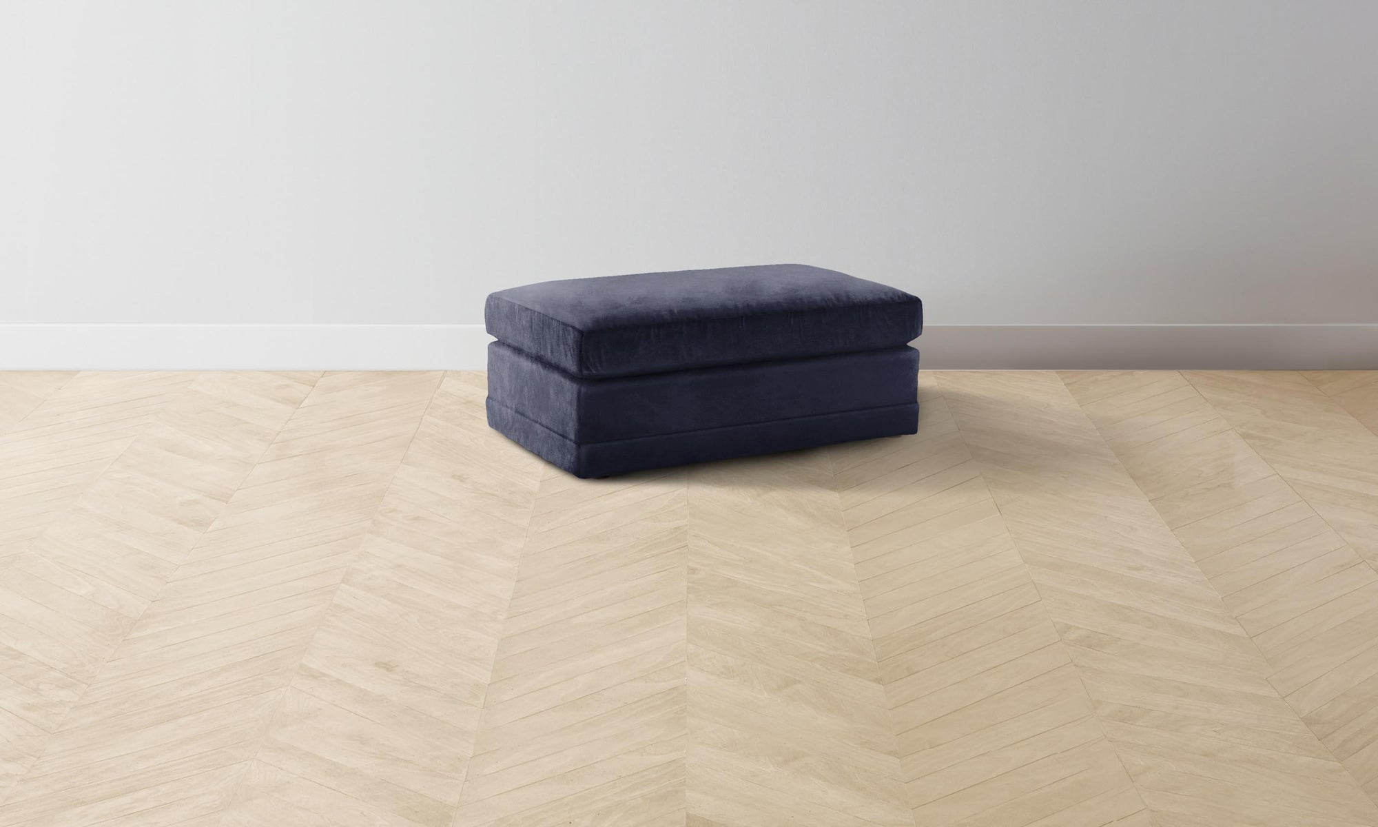 The Warren Ottoman - Performance Velvet Midnight