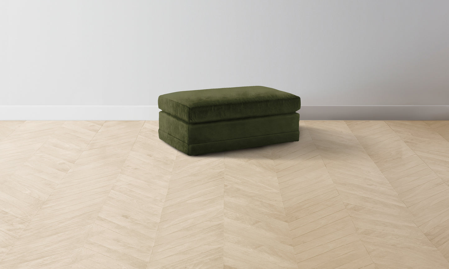 The Warren Ottoman - Performance Velvet Olive