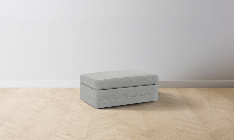 The Warren Ottoman - Performance Woven Chenille Rain