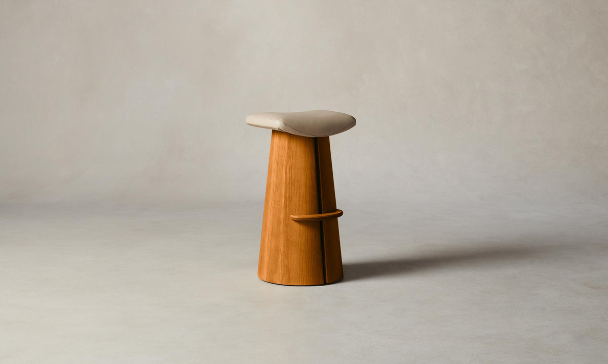 The Weston Bar & Counter Stool - Pebbled Leather Stone
