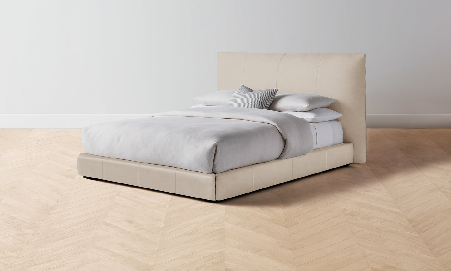 The Wythe Bed - Pebbled Leather Stone