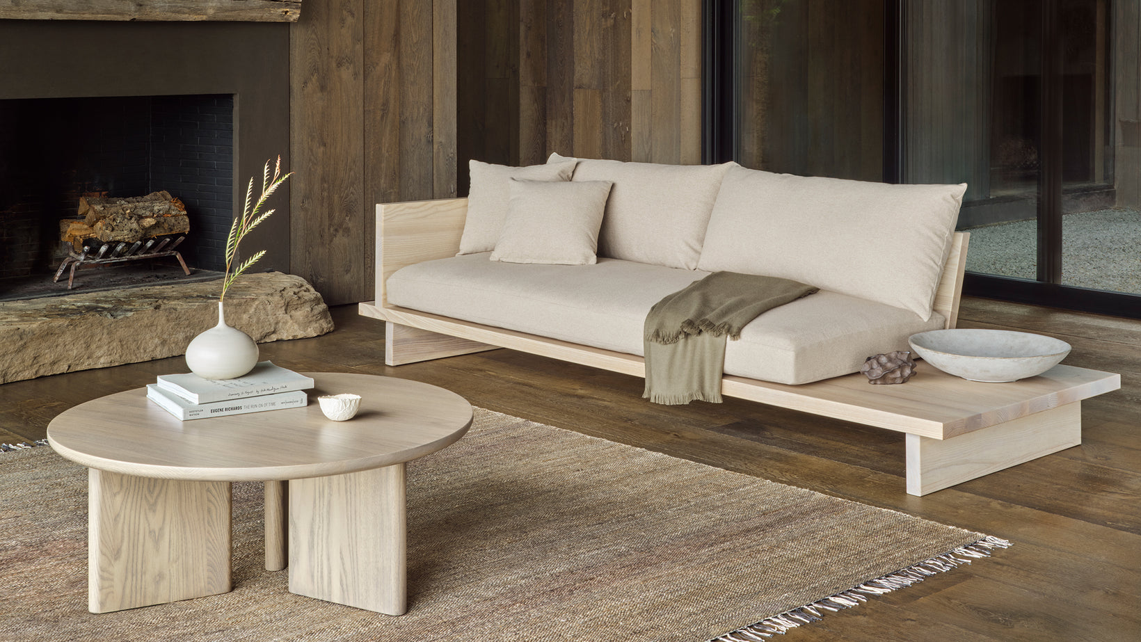 Manta de sofá beige con flecos de Andrea House — Singular